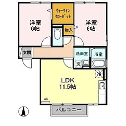 メゾンプレジールＡ 2階2LDKの間取り