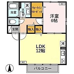 ヴィラ南雲B 1LDKの間取図画像