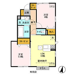 カーサ・コンフォルト 2LDKの間取図画像