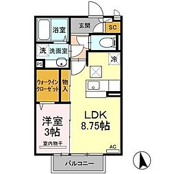 ダイアリー 1LDKの間取図画像