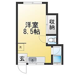 プチハウスコスモスB棟 ワンルームの間取図画像