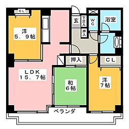 シンフォニア高崎城址 3LDKの間取図画像