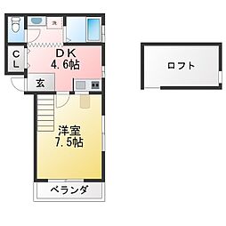 ガーデンプレイス 1DKの間取図画像
