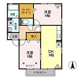 グランデ・カノン 2DKの間取図画像