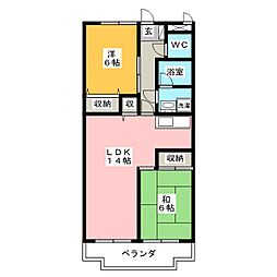 プランドール 2LDKの間取図画像