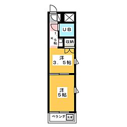 エトワール本庄第一 1DKの間取図画像