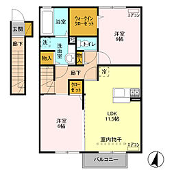 カーサ・コンフォルト 2LDKの間取図画像