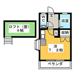 トウィンスター ワンルームの間取図画像