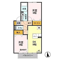 エスペランサK 2DKの間取図画像