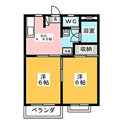フィフティストーム剣崎 2DKの間取図画像