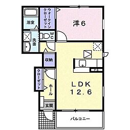 ソレイユコートC 1LDKの間取図画像