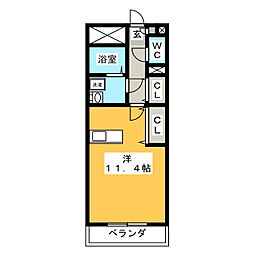KDRESIDENCE2 ワンルームの間取図画像