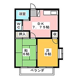 メゾン・ブルーメ 2DKの間取図画像