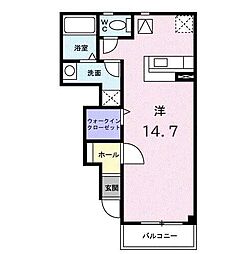 ジェントリー2 ワンルームの間取図画像