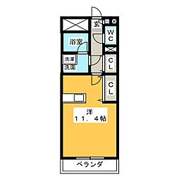 KDRESIDENCE2 ワンルームの間取図画像