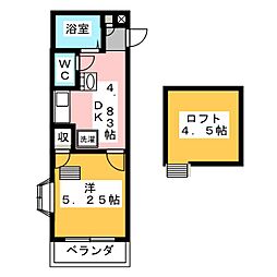 ウイング富塚 1DKの間取図画像