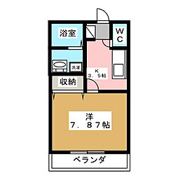境野コーポ 1Kの間取図画像