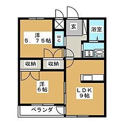 ウェルビーイング2 2DKの間取図画像