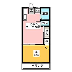 コーポ柳岡 1LDKの間取図画像