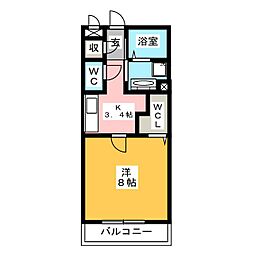 オペラハウス宮子 1Kの間取図画像