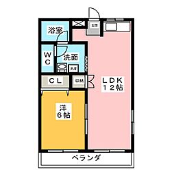 あげはハイツ 1LDKの間取図画像