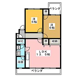 コモドカーサ朝日 2LDKの間取図画像