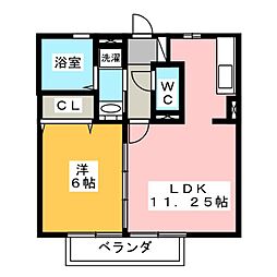 ブルーサファイアB 1LDKの間取図画像