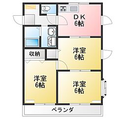 エクセル1 3DKの間取図画像