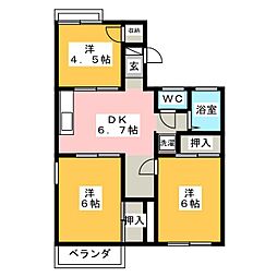 アルカディア伊勢崎A 3DKの間取図画像