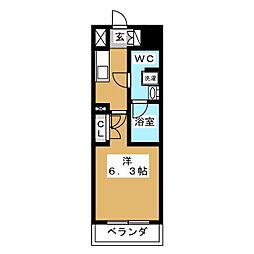ラクラス横浜 1Kの間取図画像
