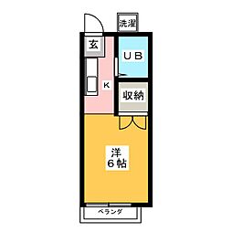 ユーハイツ ワンルームの間取図画像