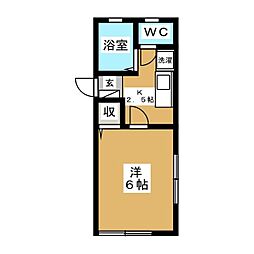 エステートK2 1Kの間取図画像