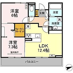 横浜市港北区新羽町アパート 2LDKの間取図画像