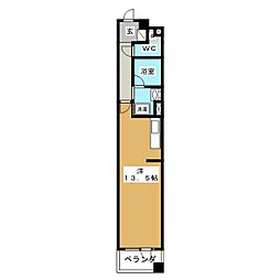 エルエー・プライル新横浜 ワンルームの間取図画像