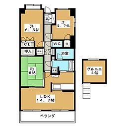 メイツ新横浜 3LDKの間取図画像