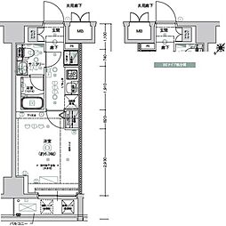 CRESTTAPP新横浜 1Kの間取図画像