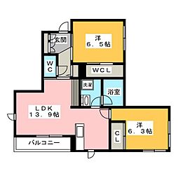 ガーデンプレイス 2LDKの間取図画像