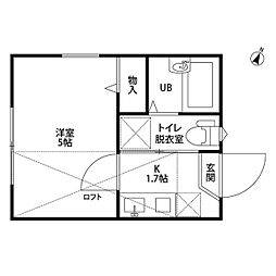 ディアコート篠原 1Kの間取図画像