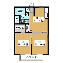 グランメゾンB 2DKの間取図画像