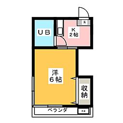 不器ハイツ 1Kの間取図画像