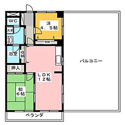 元屋敷壱番館 2LDKの間取図画像