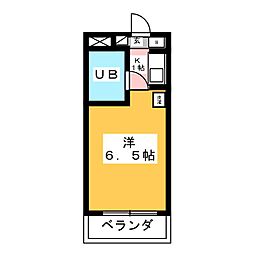 スカイコート向ヶ丘遊園 2階ワンルームの間取り