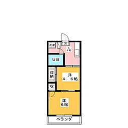 西尾ハイツ 3階2Kの間取り