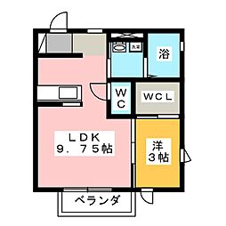 ラ・メゾン・ド・ラ・フルール 1LDKの間取図画像