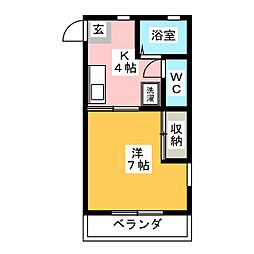 ハイツジュン2 1Kの間取図画像