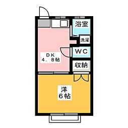 ベルゾーネ百合丘 1DKの間取図画像
