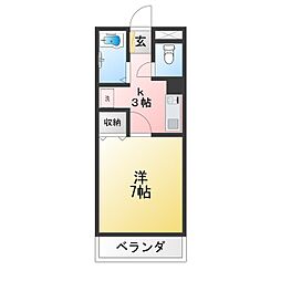 コリーナヴェルデ 1Kの間取図画像