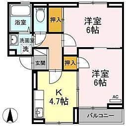 グリーンヒル 2Kの間取図画像