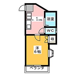 パラスト百合ヶ丘 1Kの間取図画像