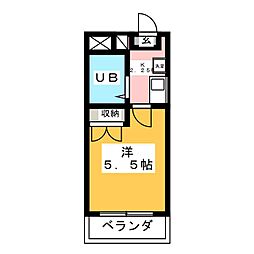 M・Iビル2 1Kの間取図画像